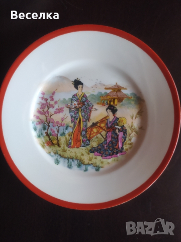 Японски порцеланови чинии с гейши , снимка 3 - Колекции - 44834484