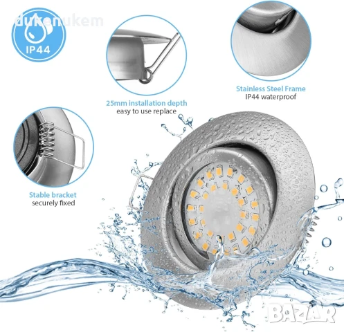 НОВИ! LED лунички за вграждане 6W, топла светлина, 6 бр/к-кт, снимка 6 - Лед осветление - 50487081