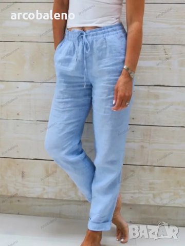 Дамски широки едноцветни панталони с еластична талия, 7цвята , снимка 3 - Панталони - 41600464