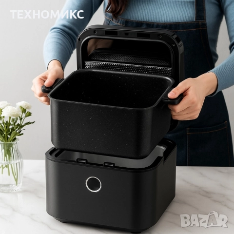 Еър Фрайър Midea DualTaste Air Fryer MF-CY75C2 – 7L капацитет, снимка 14 - Други - 51792223