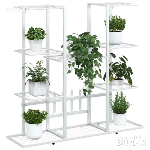 vidaXL Стойка за цветя, 94,5x25x89 см, бяла, желязо, снимка 4 - Саксии и кашпи - 56147169