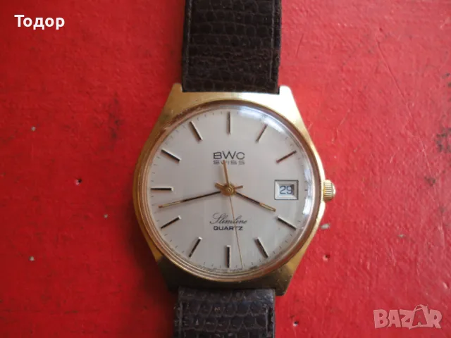 Позлатен швейцарски часовник BMC Quartz , снимка 3 - Мъжки - 47481539