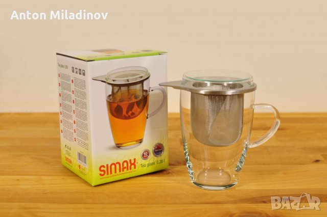 Чаша 350 ml. в комплект със стъклен капак и цедка за чай SIMAX , снимка 4 - Чаши - 31169914