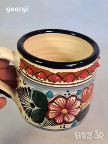 мексиканска керамична чаша Juarez pottery 22/4, снимка 3 - Чаши - 49219158