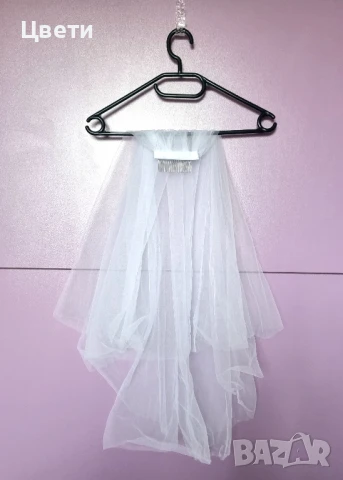 Бели сватбени воали и малка дамска чанта, снимка 7 - Сватбени аксесоари - 50552408