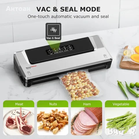 Вакуум машина Bonsenkitchen VS2100 – Вакуумно опаковане и запечатване за Sous Vide – Сребриста, снимка 3 - Аксесоари за кухня - 56059201