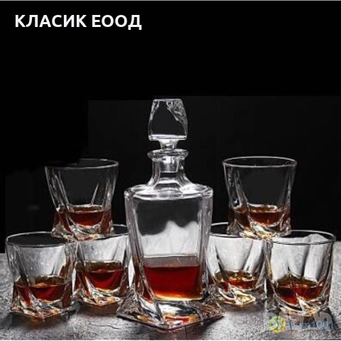 Комплект 6 бр. чаши за уиски + гарафа 0.780 л.