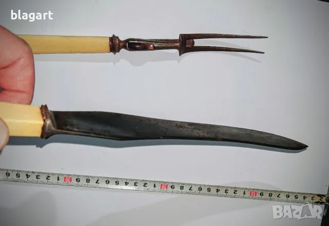Комплект(нож с вила) -Англия, снимка 3 - Антикварни и старинни предмети - 50355178