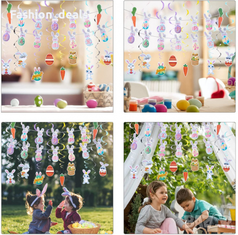 Нов банер за Великден Украса Гирлянд заек яйце морков Декор стая парти, снимка 6 - Други - 36283843