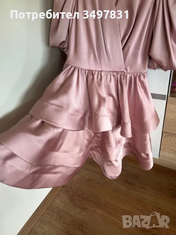 Официална рокля-розов сатен , снимка 2 - Рокли - 50995911