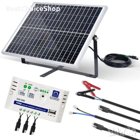 25W 12V монокристален соларен панел комплект с регулируем монтаж и контролер за зареждане