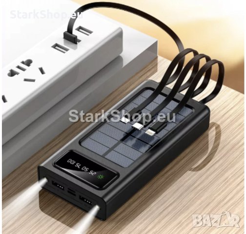 Соларна външна батерия 10000mah с три кабела и фенер, снимка 3 - Друга електроника - 41371324
