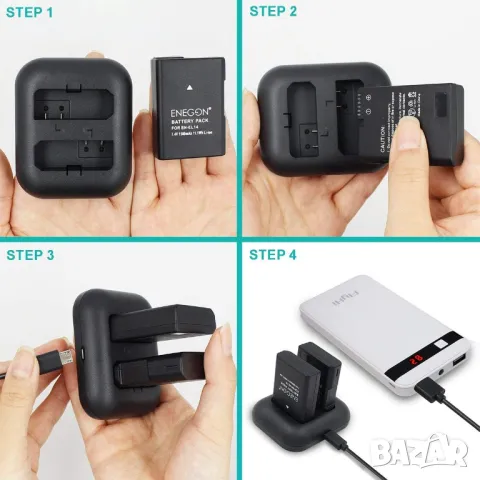 2 батерии и зарядно EN-EL14 за Nikon Coolpix , снимка 6 - Батерии, зарядни - 49602893