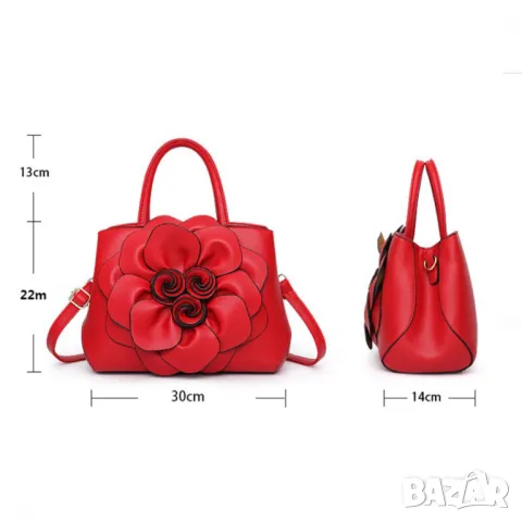 Дамска чанта 3D Flowers Red, снимка 5 - Чанти - 47924519