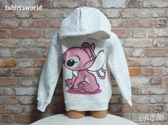 Нов детски суичър с дигитален печат Розов Стич (Stitch) в цвят бял меланж, снимка 5 - Детски анцузи и суичери - 42730185