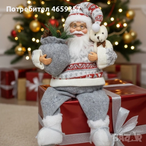 Голям Дядо Коледа с торба и мече - Атмосфера, уют и празничен стил, снимка 4 - Декорация за дома - 52570113