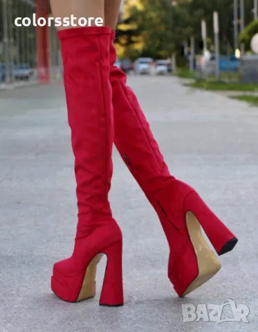 Чизми на ток - маджента велур - YSV2, снимка 2 - Дамски ботуши - 47872274