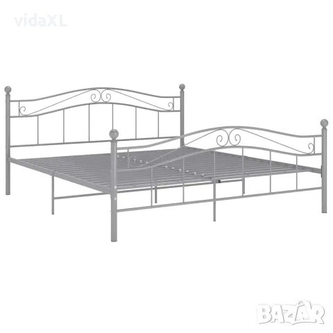 vidaXL Рамка за легло без матрак, сив, метал, 140x200 см, снимка 3 - Спални и легла - 56146854