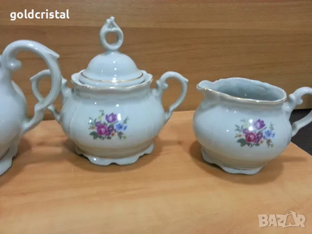 Стар български порцелан барок чайник захарница латиера , снимка 2 - Антикварни и старинни предмети - 49426985
