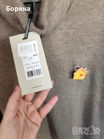 FREEQUENT ново шоколадово кафяво поло с брошка, снимка 5 - Блузи с дълъг ръкав и пуловери - 53724990