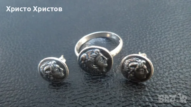 Сребърен гръцки комплект в изящен античен стил