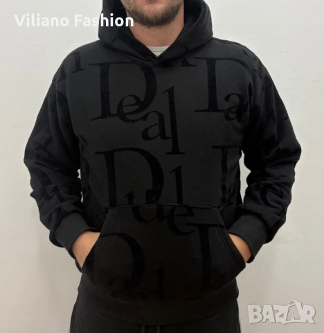 Мъжки суичър с велурена щампа