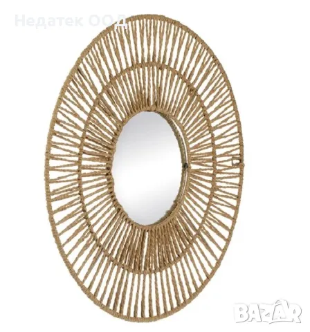 Декоративно кръгло стенно огледало с плетена рамка, Кафяв, Ø50см, снимка 3 - Декорация за дома - 48519075