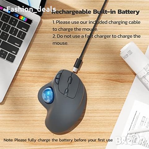 Нова акумулаторна безжична ергономична мишка лесно управление с палец, снимка 8 - Други - 41259876