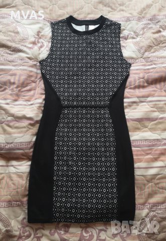 Нова - 30% къса рокля H&M черно бяла XS S, снимка 1 - Рокли - 25517858