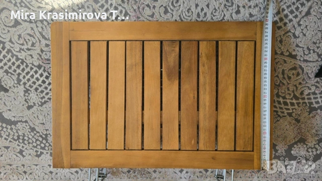 Акациева сгъваема масичка за балкон, снимка 3 - Маси - 53718447