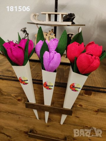 Ръчно изработени лалета , снимка 6 - Изкуствени цветя - 39479053