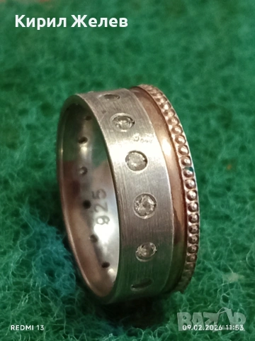 Авторски сребърен пръстен с вградени диаманти уникално красив 25180, снимка 5 - Пръстени - 53411862