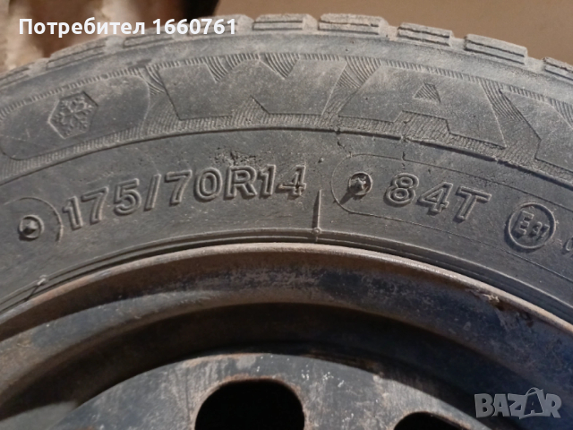 джанти FORD 14' 4х108 + зимни гуми LASSA SNOWAYS II 175/70R14, снимка 5 - Гуми и джанти - 53096099