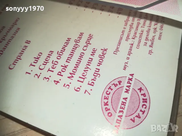 ОРКЕСТЪР КРИСТАЛ-МИЛИ МОЙ-КАСЕТА 0811241638, снимка 12 - Аудио касети - 47895664