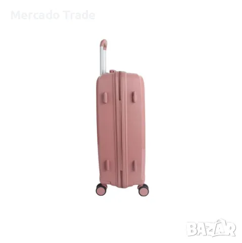Куфар с колелца Mercado trade, 58л., Розов, снимка 3 - Куфари - 47412371