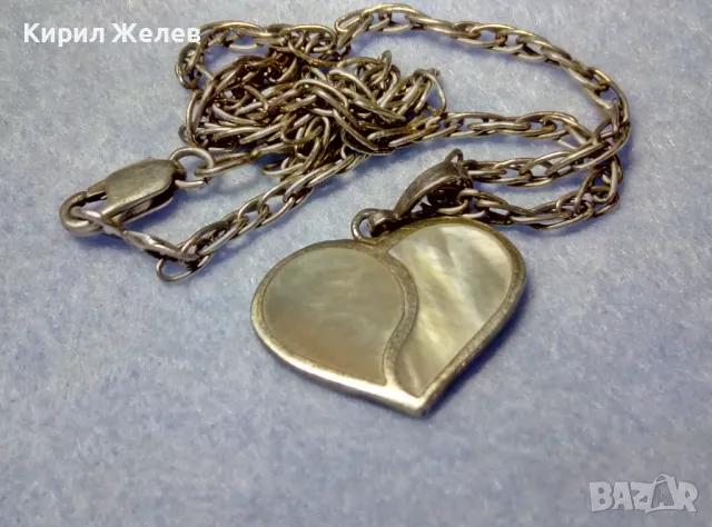 РОМАНТИЧНО СЕДЕФЕНО СРЕБЪРНО СЪРЧИЦЕ АРТ МЕДАЛЬОН СРЕБРО 925 със СРЕБЪРНА ВЕРИЖКА 27708, снимка 8 - Колиета, медальони, синджири - 50115973