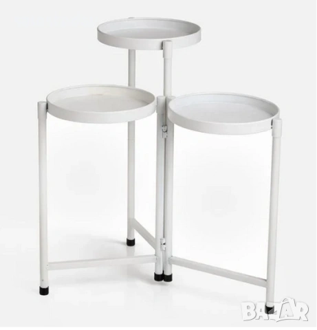 Метална поставка за цветя, бяла, 3 рафта за саксия, снимка 2 - Саксии и кашпи - 53532169