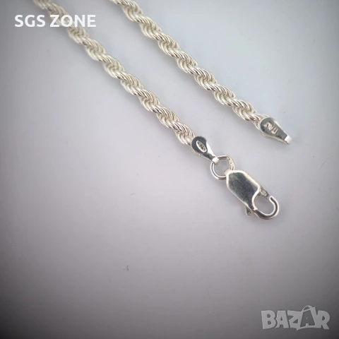 Красиво сребърено колие от Италия с родиево покритие, снимка 6 - Колиета, медальони, синджири - 53122720