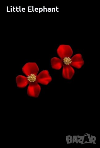 Сребърни обеци цветя-"Impresion",колекция"Flowers"red/нови