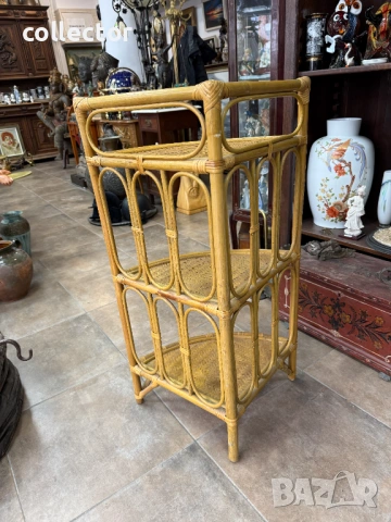 Ъглова етажерка от ратан и бамбук. №7848, снимка 5 - Антикварни и старинни предмети - 53097237