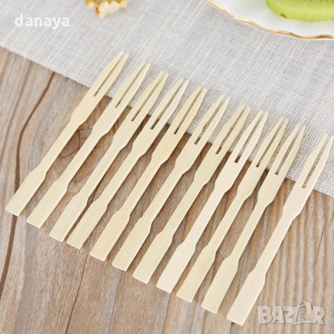 2524 Парти бамбукови вилички за хапки, снимка 9 - Прибори за хранене, готвене и сервиране - 35748438