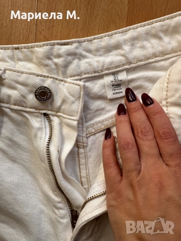 H&M бели широки дънки, отлични, 32, снимка 2 - Дънки - 52401591