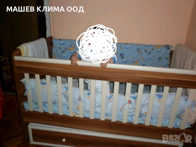 Детска кошара 140/70 с люлка, скрин и масичка, снимка 3 - Мебели за детската стая - 52513290