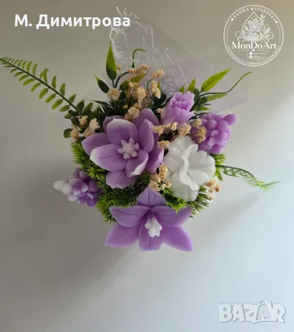 Сапунени цветя от глицеринов сапун, снимка 11 - Изкуствени цветя - 55877328