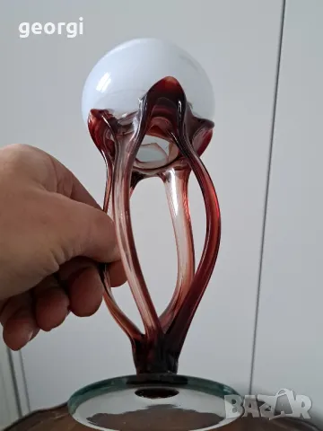 италиански стъклен свещник  3/4, снимка 3 - Декорация за дома - 48889323