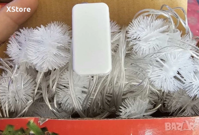 Многоцветни коледни LED лампички с топчета с щепсел- Многоцветни, дължина - 5м ,28 бр. лампички.