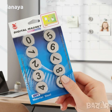 6398 Магнитни цифри 0–9 комплект метални магнитни числа за бяла дъска и хладилник