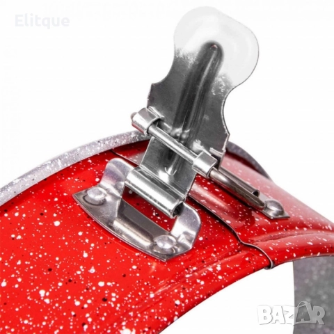 Форма за печене-ринг, 18*6.8см. Червен меланж /въгл.стомана, мрам.покр., снимка 2 - Форми - 52841124