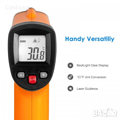 Helect Дигитален инфрачервен термометър, пирометър (-50 °C до 550 °C) с LCD осветление, снимка 2 - Други инструменти - 34717295