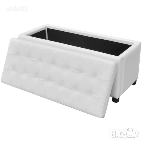 vidaXL Табуретка-ракла тип отоманка, изкуствена кожа, бяла, снимка 5 - Ракли - 56146285